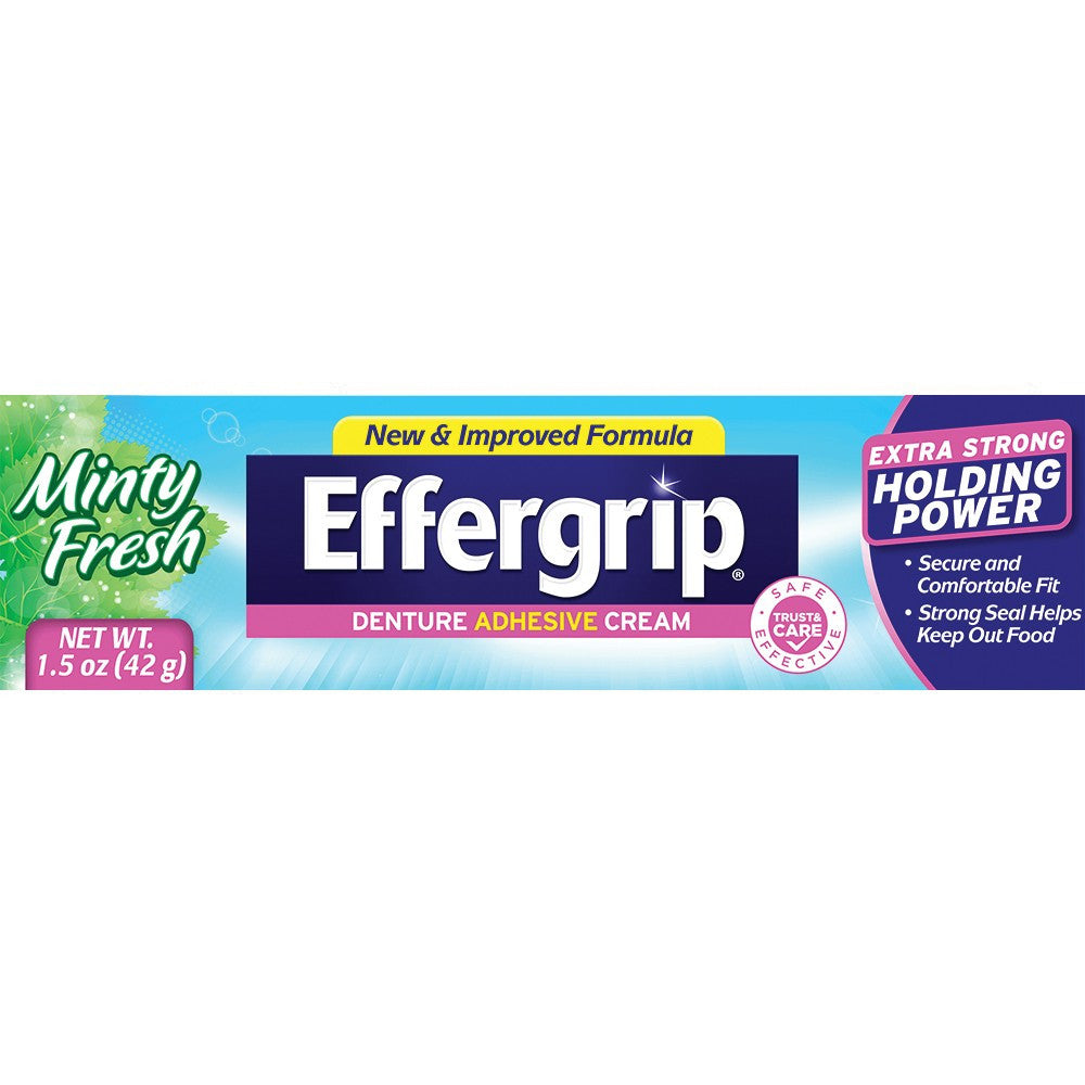 Effergrip Denture Adhesive Cream, Zinc Free Formula, 1.5 Oz